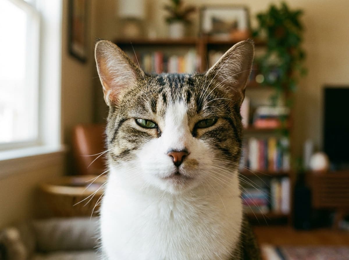 The Slow Blink — Cat with eyes half-closed, slowly blinking