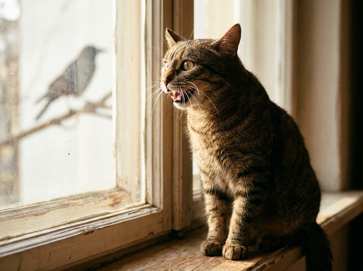 Chirping at Birds — Cat chattering at a bird outside a window