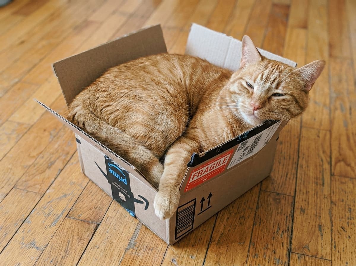 The Box Magnet — Cat sitting inside a cardboard box